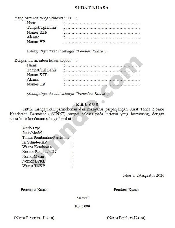 Detail Contoh Surat Kuasa Kehilangan Stnk Nomer 40