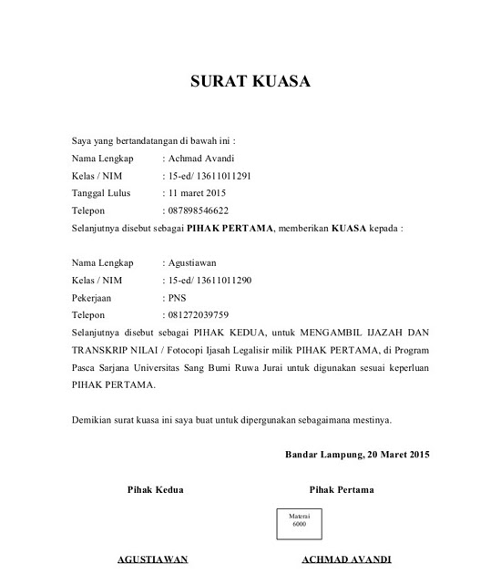 Detail Contoh Surat Kuasa Kehilangan Stnk Nomer 43