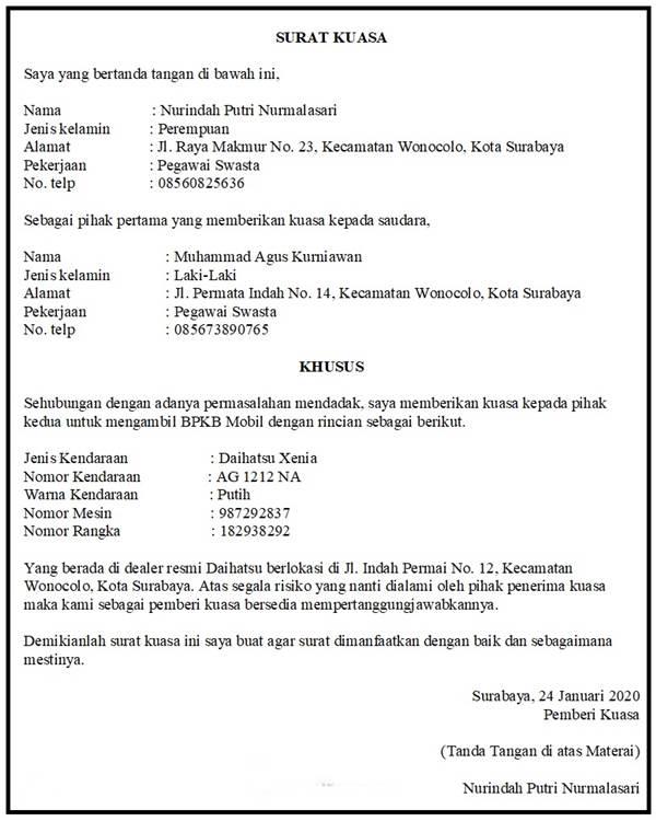 Detail Contoh Surat Kuasa Kehilangan Stnk Nomer 44
