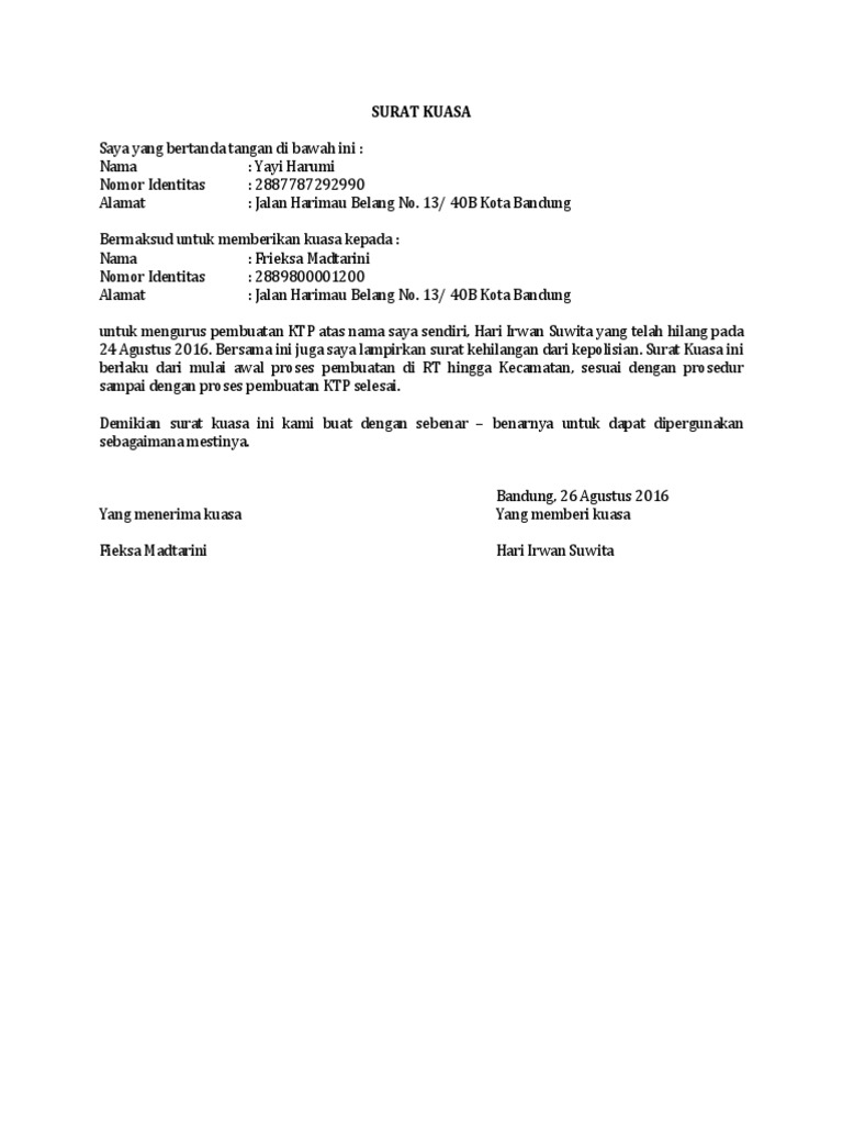 Detail Contoh Surat Kuasa Kehilangan Stnk Nomer 51