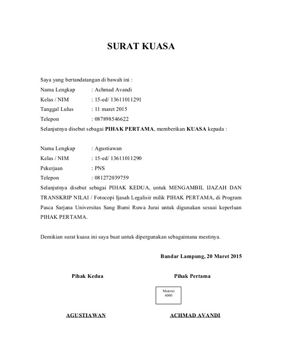 Detail Contoh Surat Kuasa Kehilangan Stnk Nomer 53