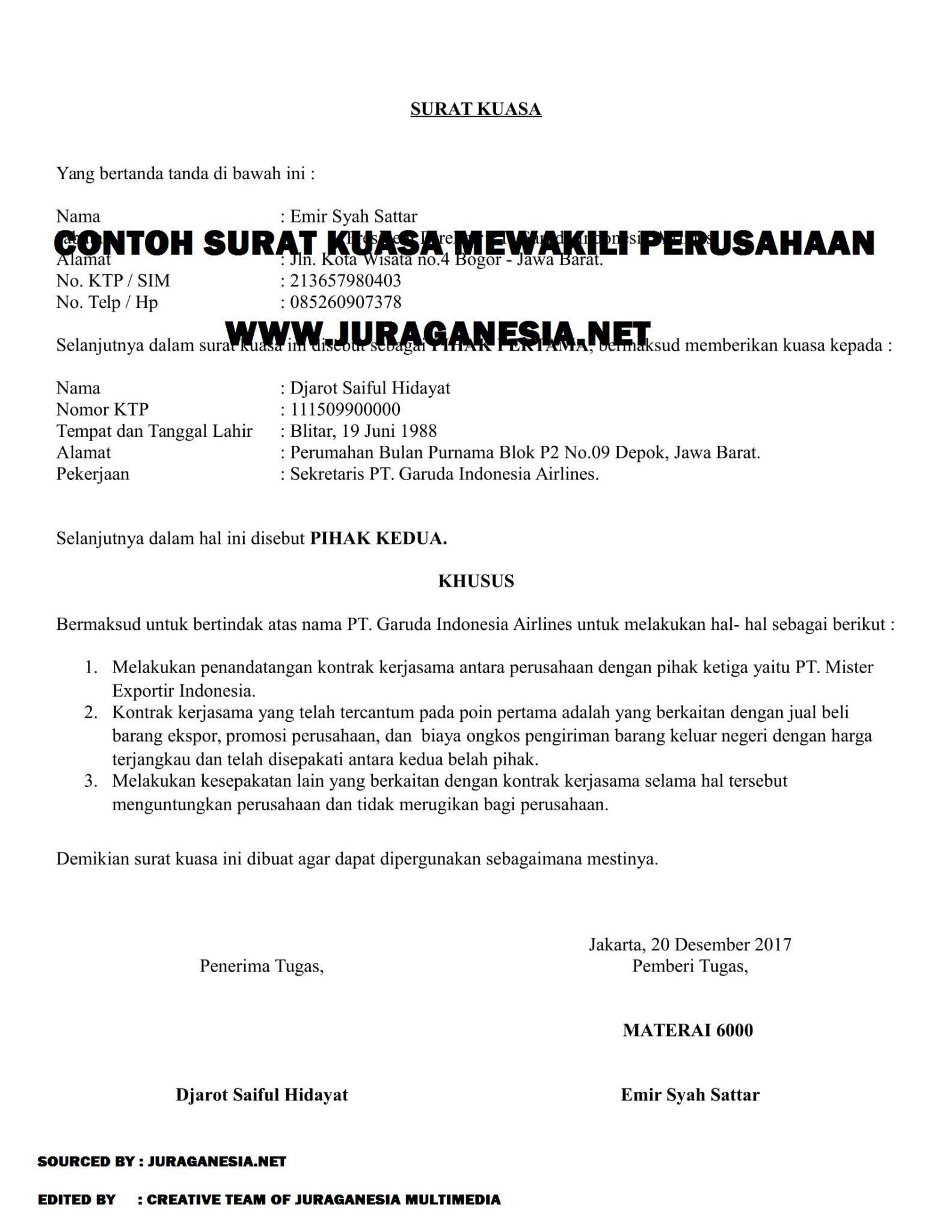 Detail Contoh Surat Kuasa Kelompok Nomer 8