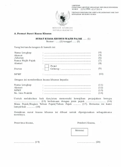 Detail Contoh Surat Kuasa Khusus Pajak Nomer 16