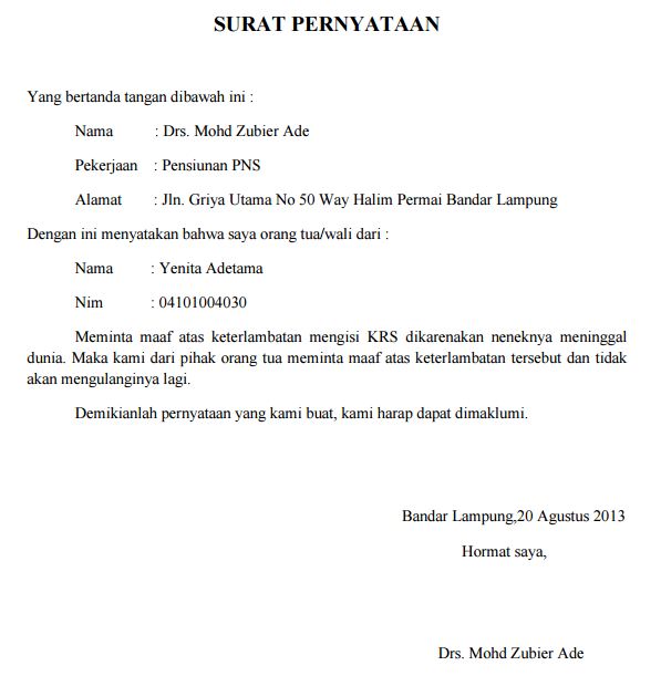 Detail Contoh Surat Kuasa Krs Mahasiswa Nomer 8