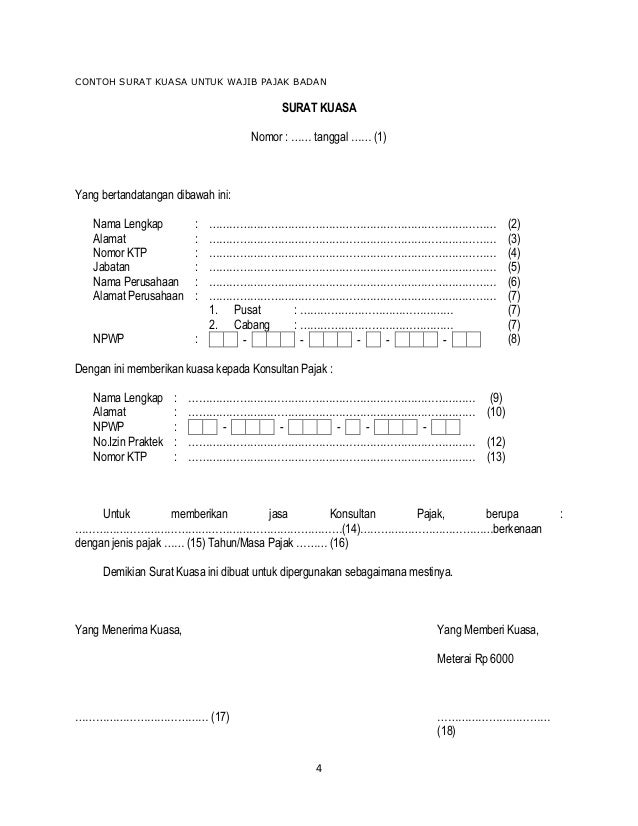 Detail Contoh Surat Kuasa Lapor Pajak Nomer 29