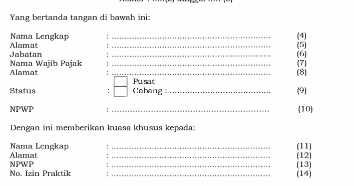 Detail Contoh Surat Kuasa Lapor Pajak Nomer 34