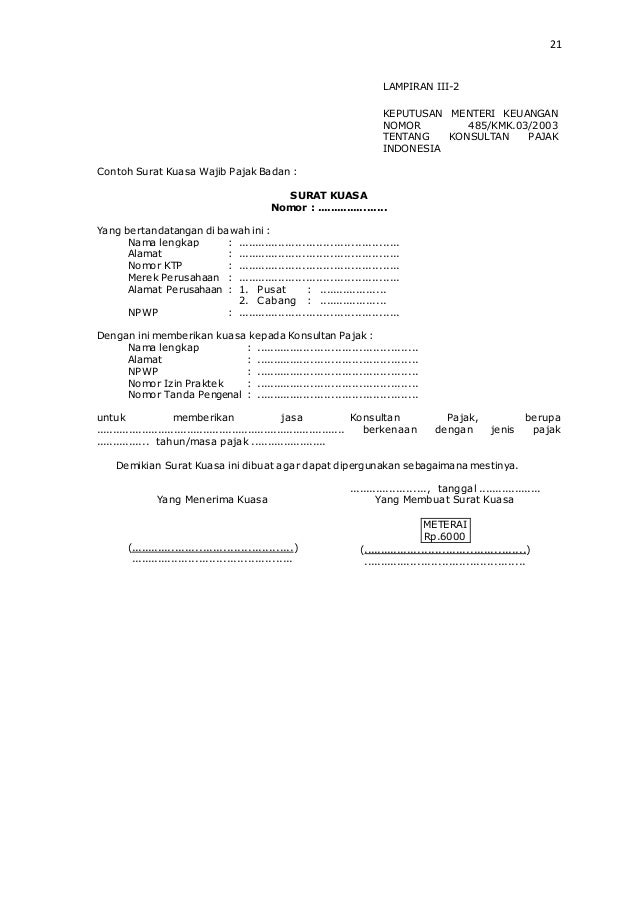 Detail Contoh Surat Kuasa Laporan Pajak Nomer 22