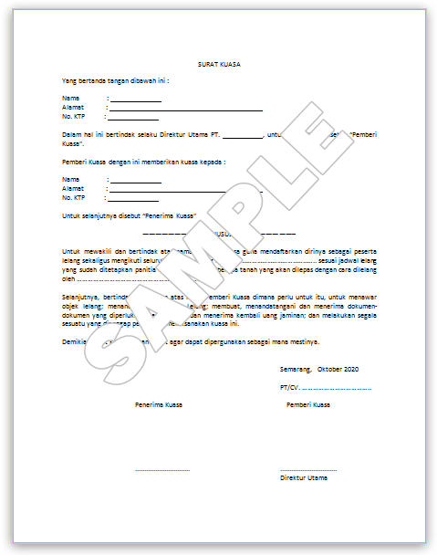 Detail Contoh Surat Kuasa Lelang Nomer 15