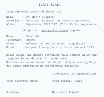 Detail Contoh Surat Kuasa Non Litigasi Nomer 22