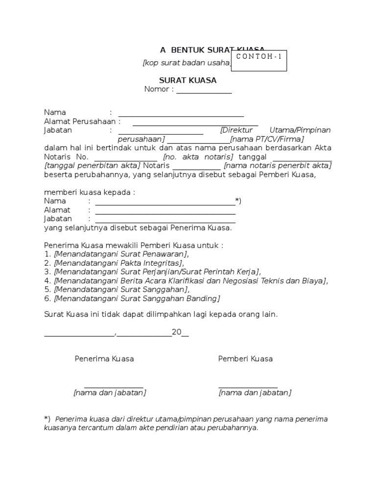 Detail Contoh Surat Kuasa Notaris Nomer 34