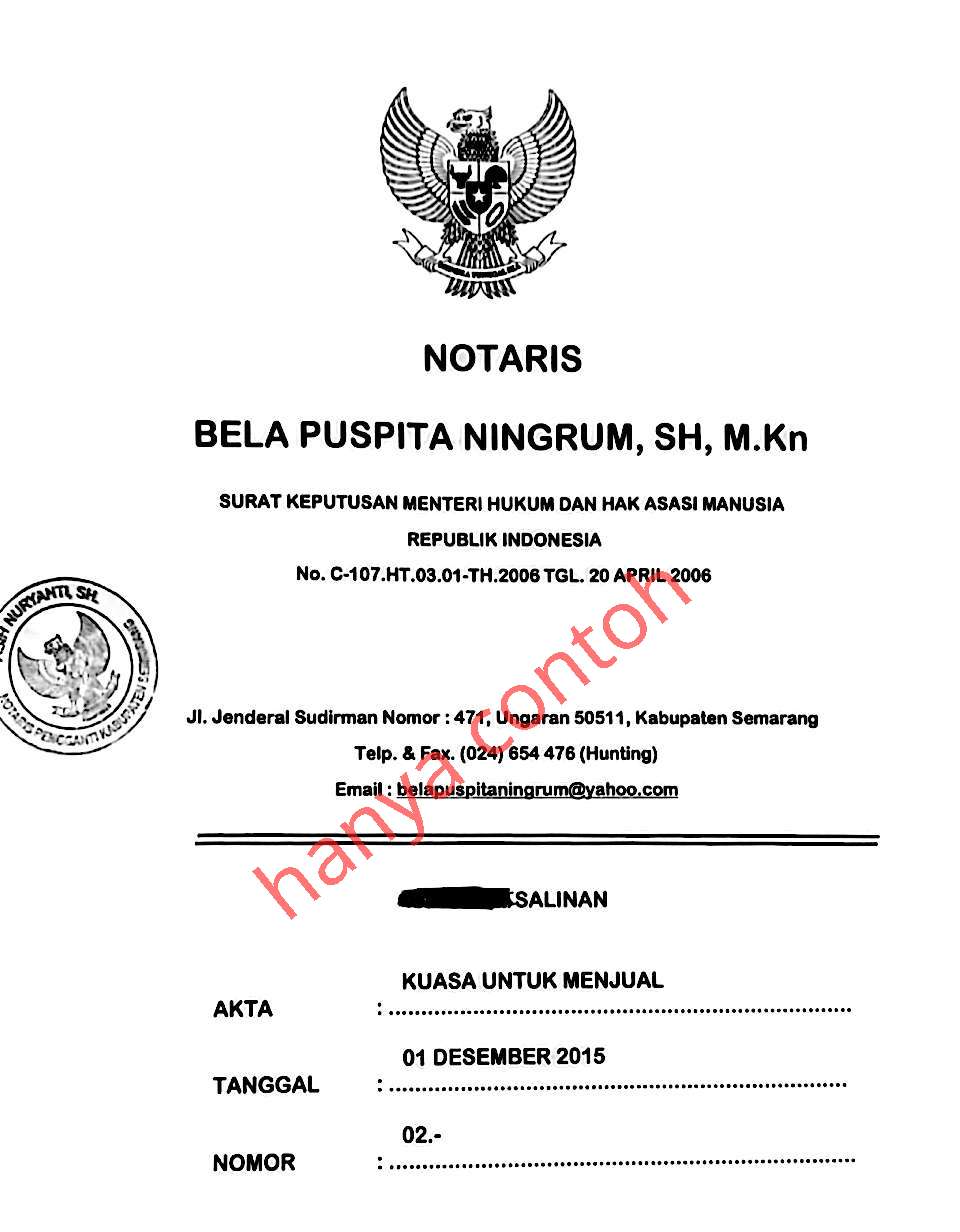 Detail Contoh Surat Kuasa Notaris Nomer 46