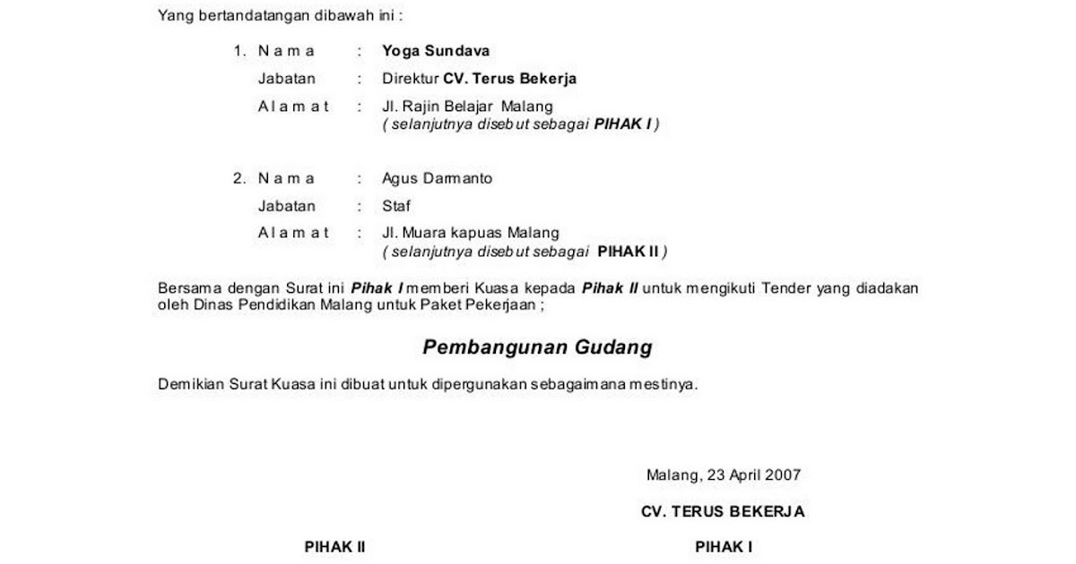 Detail Contoh Surat Kuasa Pembatalan Tiket Nomer 10