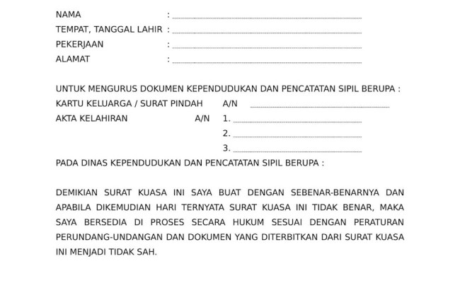 Detail Contoh Surat Kuasa Pembuatan Akta Kelahiran Doc Nomer 30