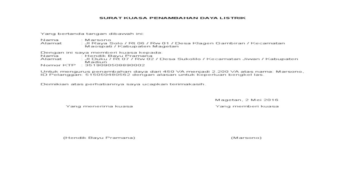 Detail Contoh Surat Kuasa Pemutusan Indihome Nomer 53