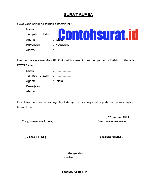 Detail Contoh Surat Kuasa Pencairan Deposito Nomer 54