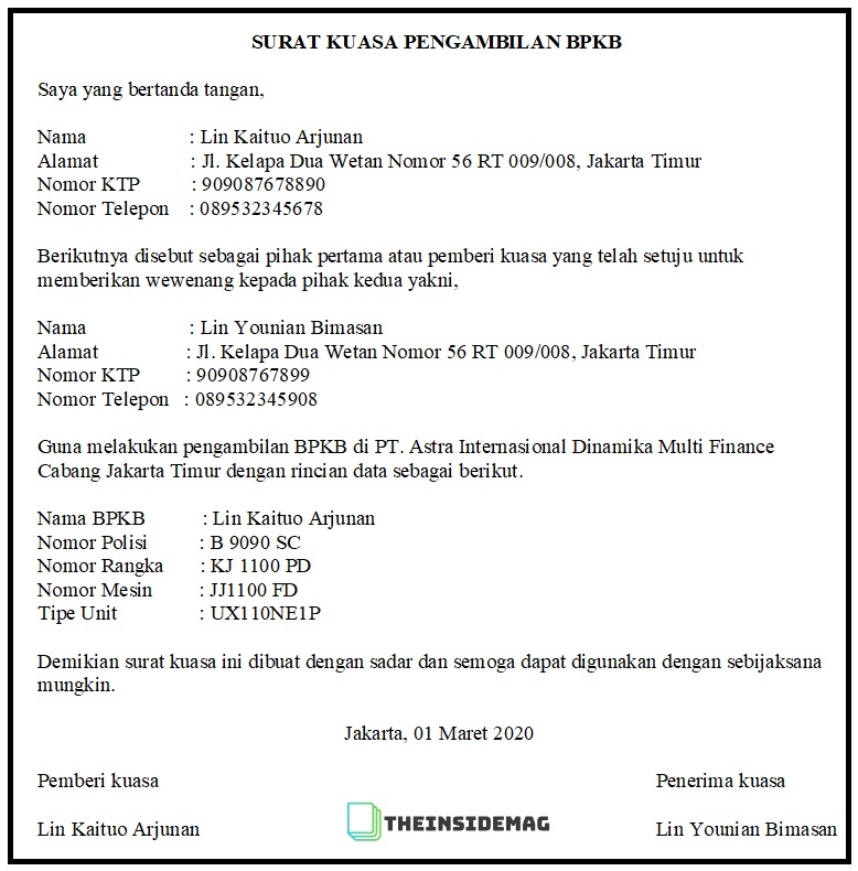 Detail Contoh Surat Kuasa Pengambilan Bpkb Adira Finance Nomer 31