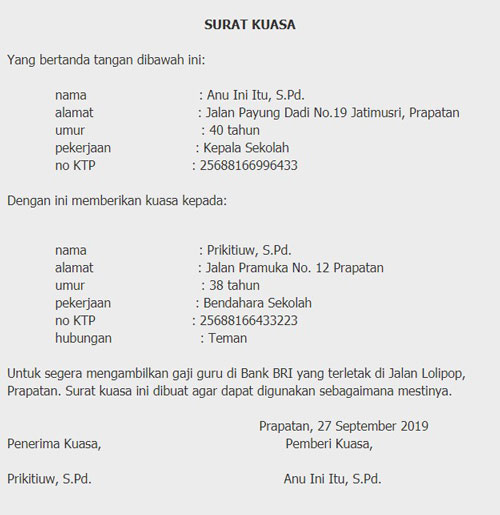 Detail Contoh Surat Kuasa Pengambilan Gaji Karena Resign Nomer 14