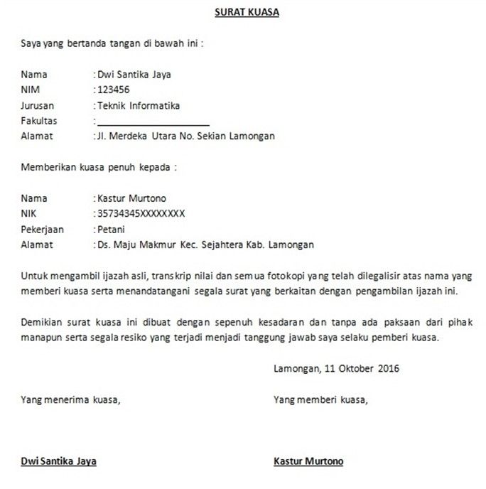 Detail Contoh Surat Kuasa Pengambilan Ijazah Nomer 7