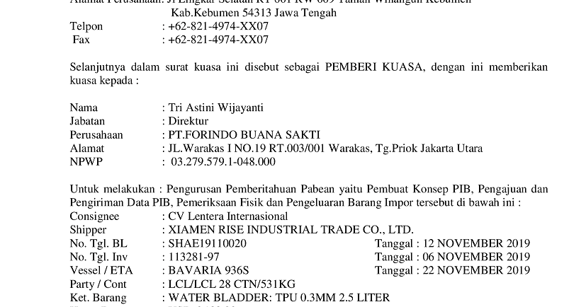 Detail Contoh Surat Kuasa Pengurusan Pajak Perusahaan Nomer 29