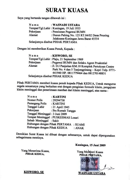 Detail Contoh Surat Kuasa Pengurusan Stnk Motor Nomer 36