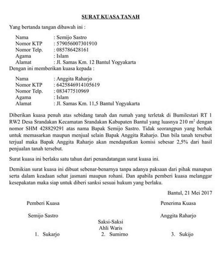 Detail Contoh Surat Kuasa Perdata Sengketa Tanah Nomer 20