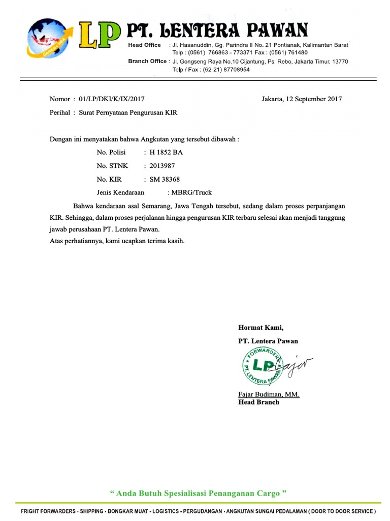 Detail Contoh Surat Kuasa Perpanjang Stnk Mobil Perusahaan Nomer 37