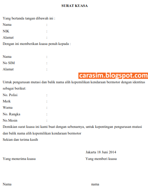 Detail Contoh Surat Kuasa Perpanjangan Stnk 5 Tahun Nomer 33