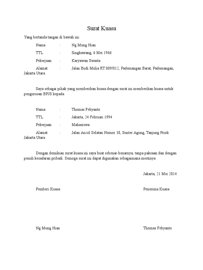 Detail Contoh Surat Kuasa Perwakilan Doc Nomer 31