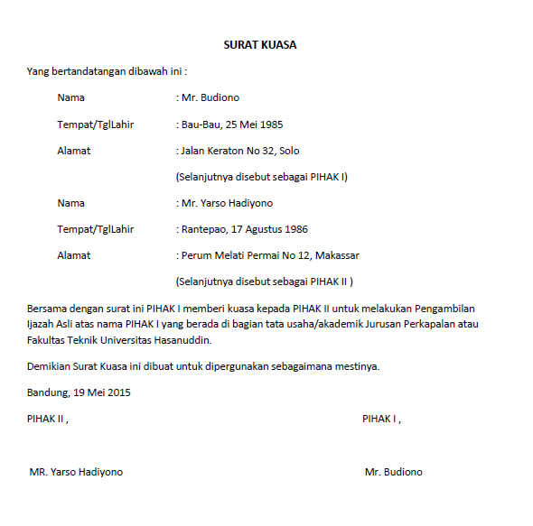 Detail Contoh Surat Kuasa Pindah Domisili Nomer 5