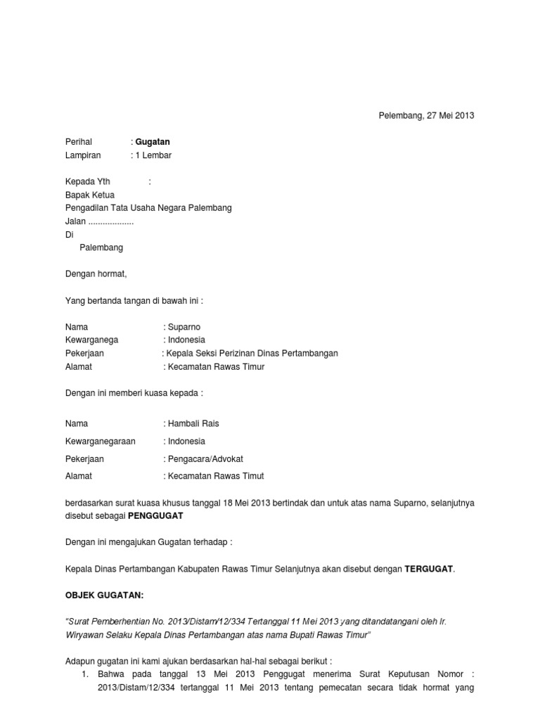 Detail Contoh Surat Kuasa Ptun Nomer 44