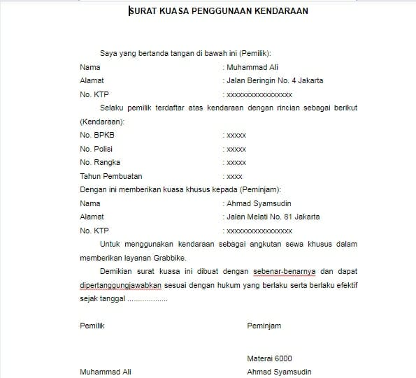 Detail Contoh Surat Kuasa Stnk Nomer 38