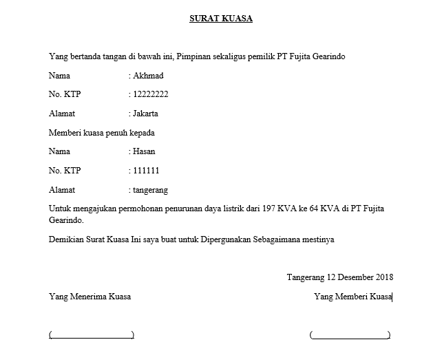 Detail Contoh Surat Kuasa Tambah Daya Listrik Nomer 6