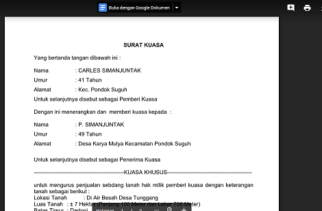 Detail Contoh Surat Kuasa Tanah Doc Nomer 38