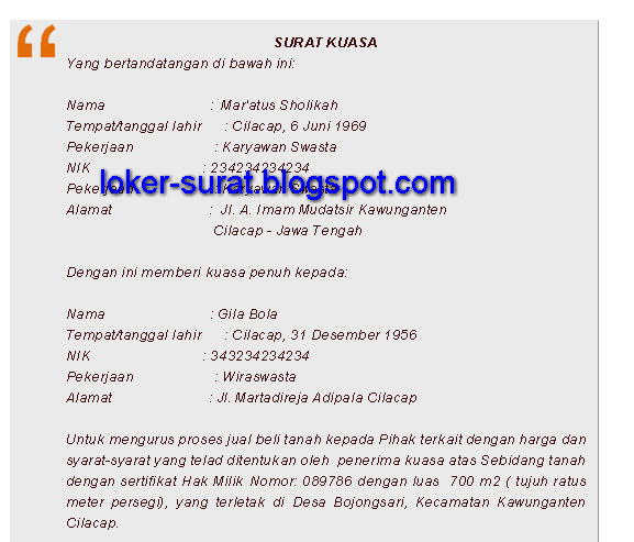 Detail Contoh Surat Kuasa Tanah Doc Nomer 40