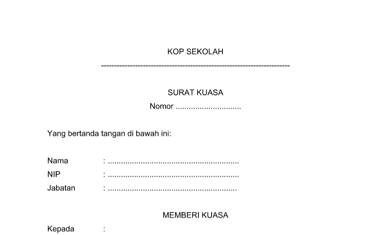 Detail Contoh Surat Kuasa Usaha Nomer 39