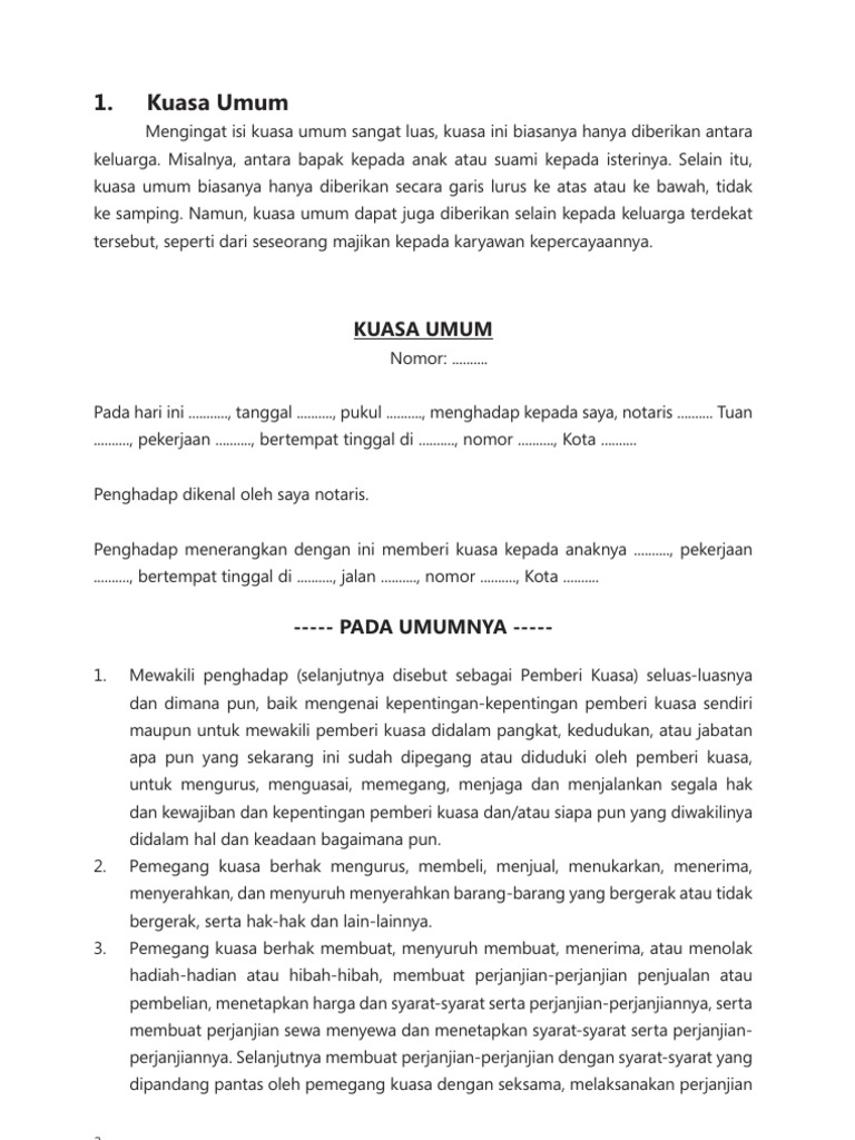 Detail Contoh Surat Kuasa Yang Dibuat Oleh Notaris Nomer 19