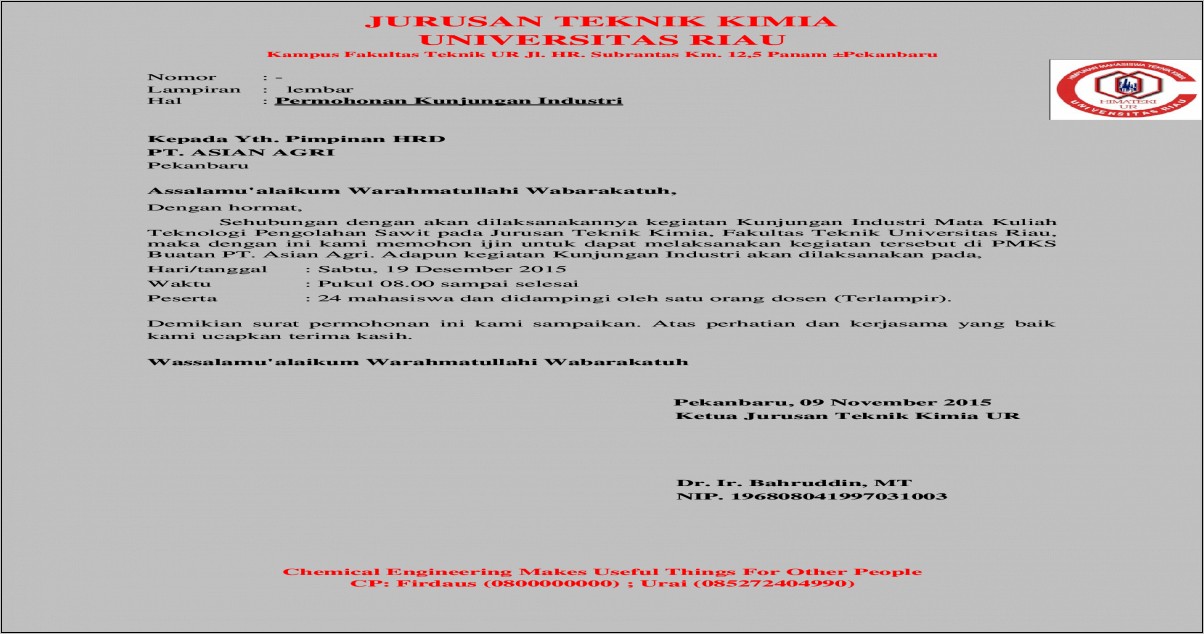 Detail Contoh Surat Kunjungan Industri Mahasiswa Nomer 35