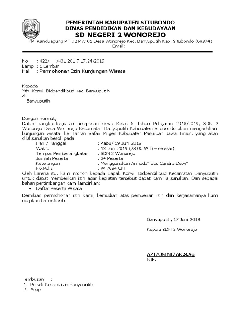 Detail Contoh Surat Kunjungan Ke Tempat Wisata Nomer 2