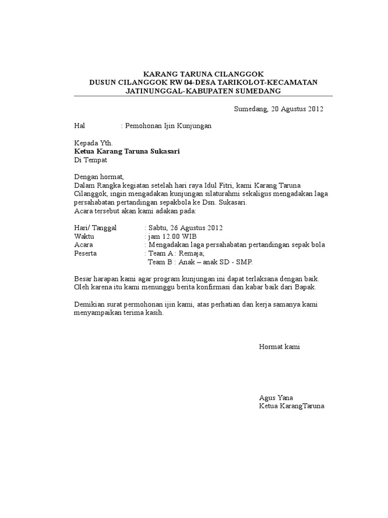 Contoh Surat Kunjungan Silaturahmi - KibrisPDR