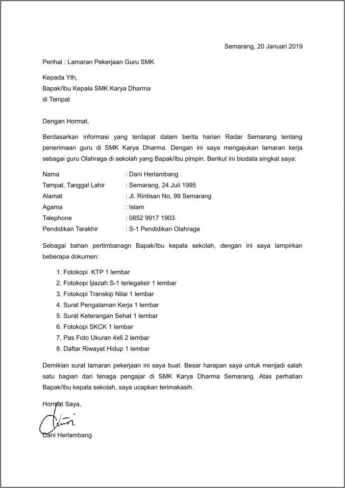 Detail Contoh Surat La Nomer 24