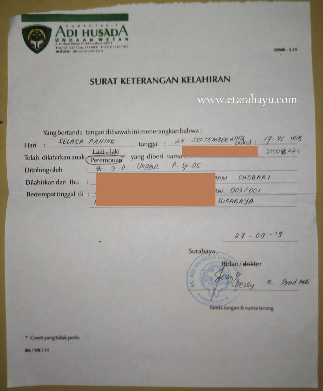 Detail Contoh Surat Lahir Dari Bidan Nomer 25