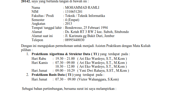 Detail Contoh Surat Lamaran Asisten Laboratorium Nomer 29