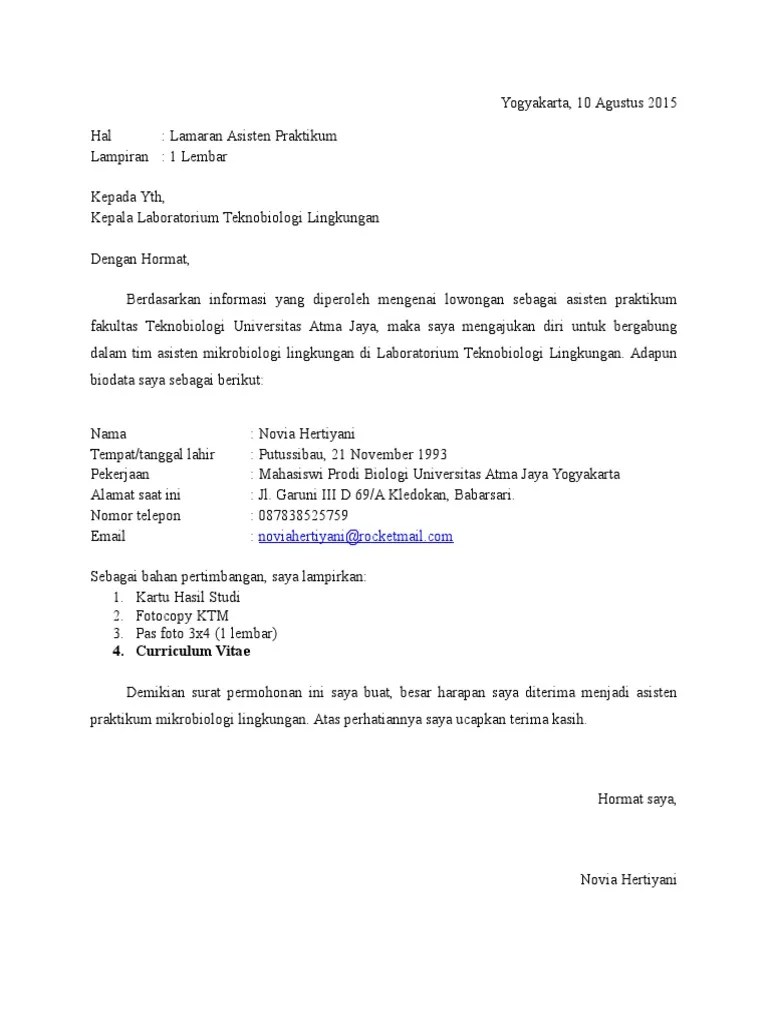 Detail Contoh Surat Lamaran Asisten Laboratorium Nomer 8