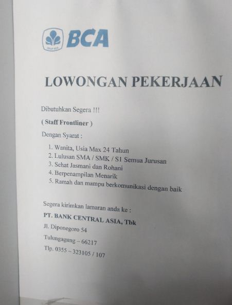 Detail Contoh Surat Lamaran Bank Bca Nomer 19