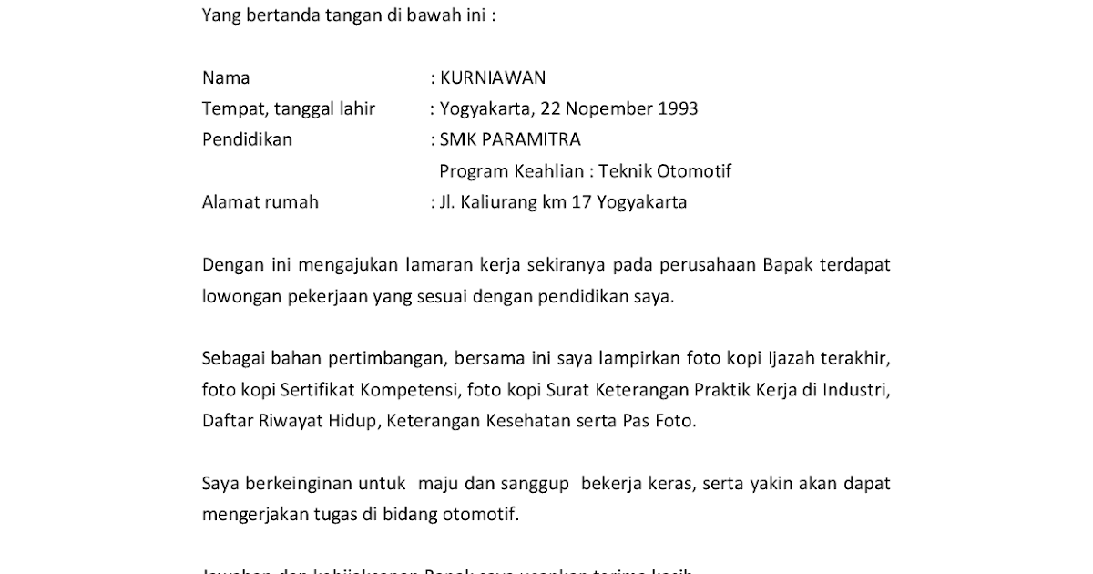 Detail Contoh Surat Lamaran Berdasarkan Inisiatif Sendiri Nomer 23