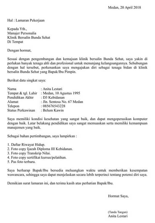 Detail Contoh Surat Lamaran Bidan Nomer 10