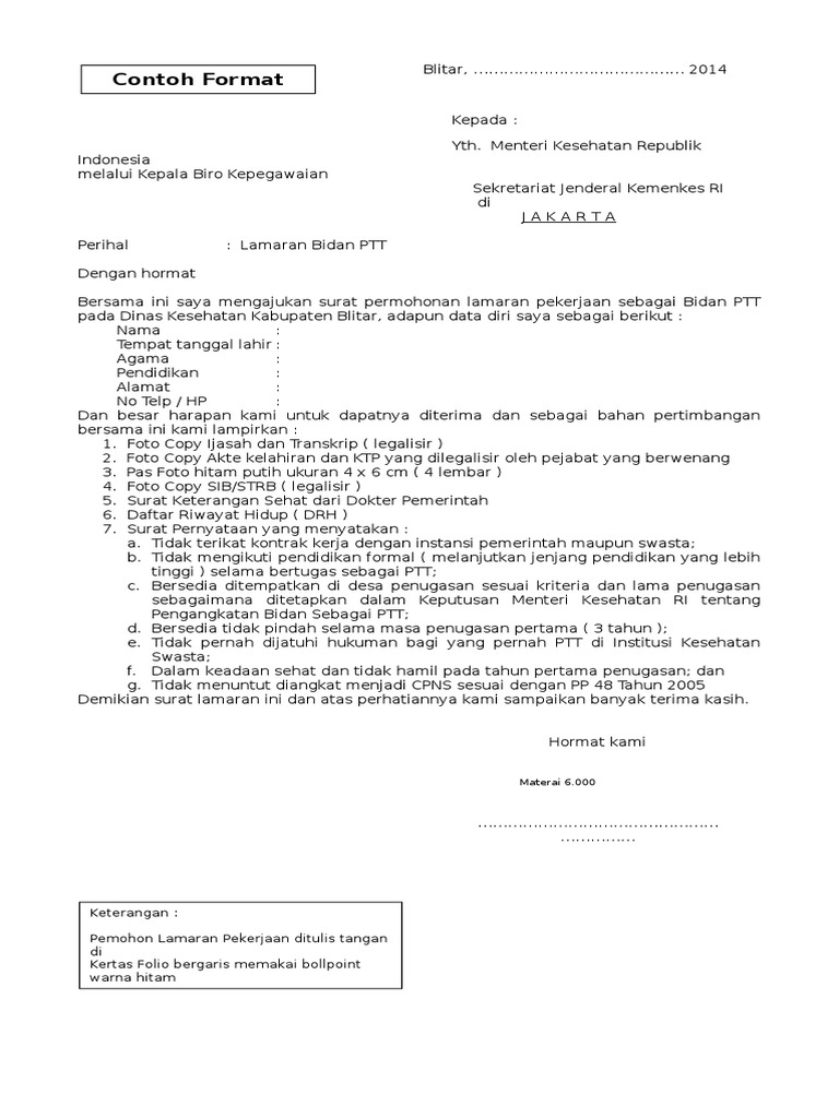 Detail Contoh Surat Lamaran Bidan Nomer 16