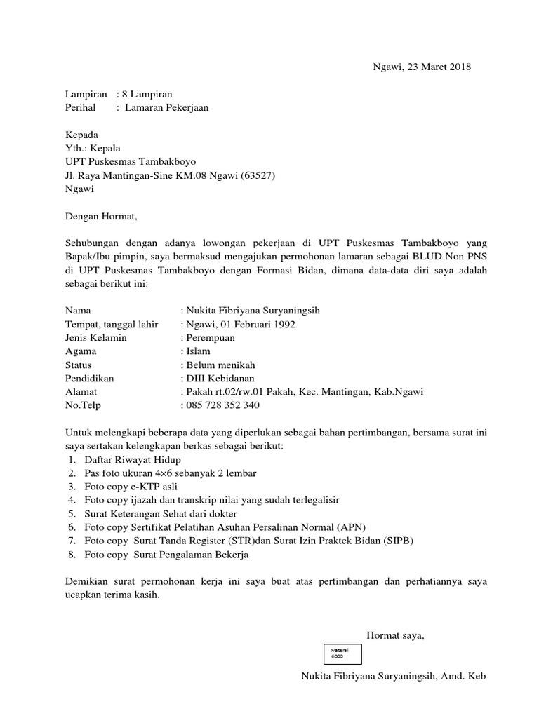 Detail Contoh Surat Lamaran Bidan Nomer 17