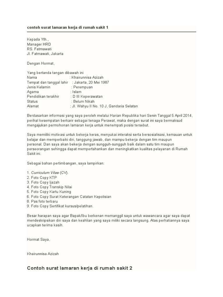 Detail Contoh Surat Lamaran Bidan Nomer 18
