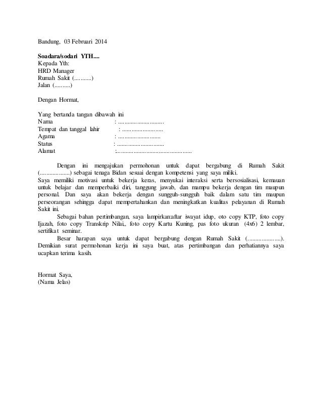 Detail Contoh Surat Lamaran Bidan Nomer 21